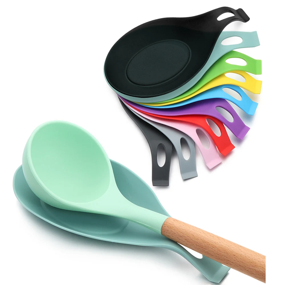 

1Pc Silicone Insulation Spoon Shelf Heat Resistant Placemat Drink Glass Coaster Tray Spoon Pad Eat Mat Pot Holder Kitchen Tool