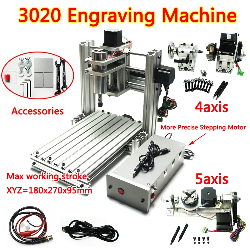 LY 400W 3axis/4axis/5axis USB Port Engraving Machine DIY CNC 3020 Metal CNC Router Engraving Drilling and Milling Machine