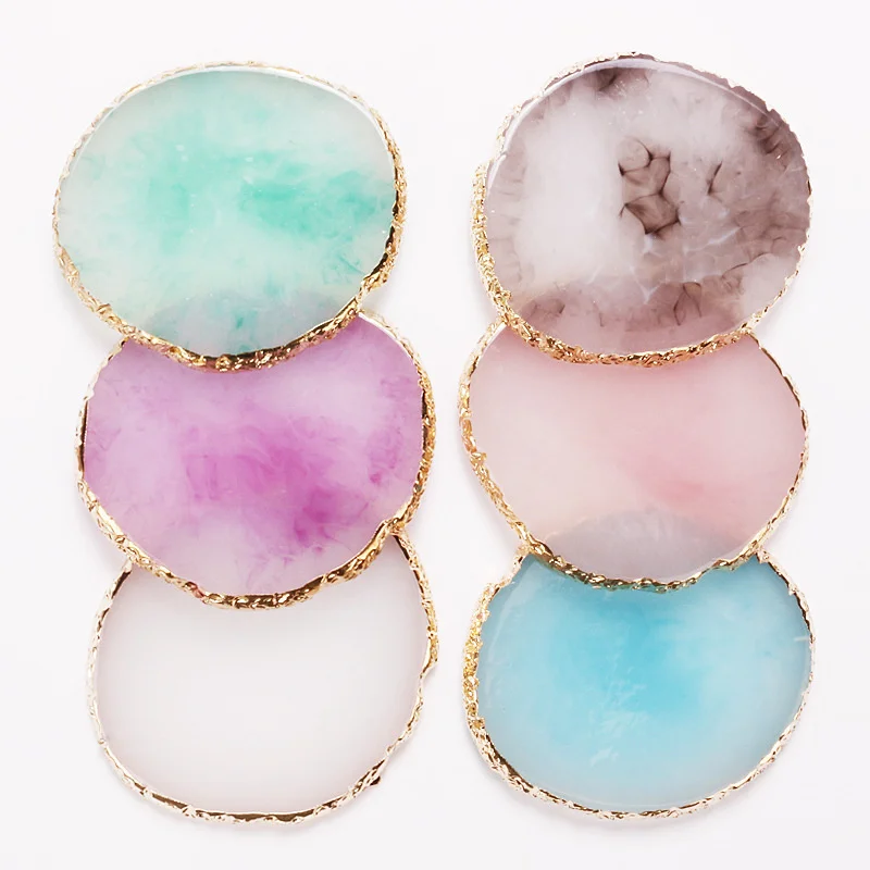 

1pcs Round Resin Agate Nail Art Color Palette 6 Colors Choice Acrylic Nail Gel Polish Display Drawing Paint Plate Manicure Tools