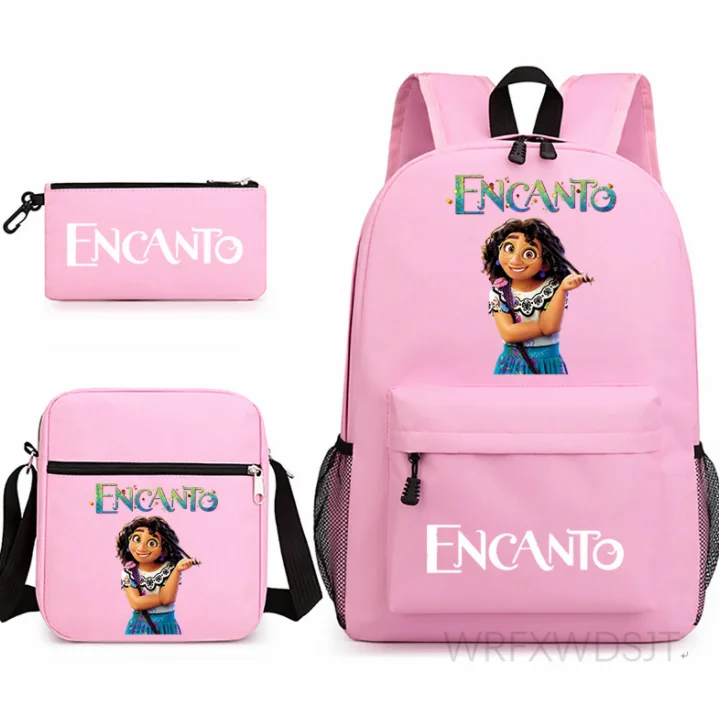 Disney Encanto Backpack 3 Pcs Set Pencil Case Shoulder Bag Anime Bookbag Bagpack School Travel Knapsack For Teenage Women - купить по