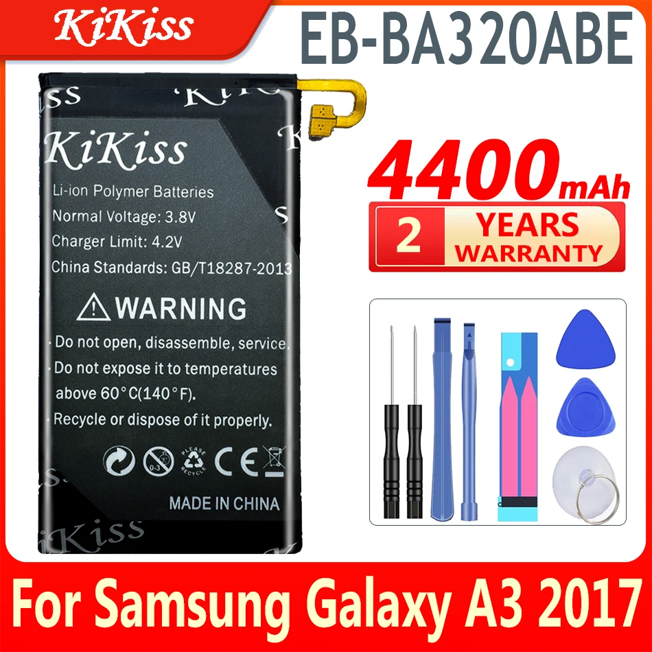 

Аккумулятор KiKiss большой емкости 4400 мАч для Samsung Galaxy A3 2017 A320 SM-A320 A320F A320Y A320FL A320F/DS A320Y/DS + Инструменты