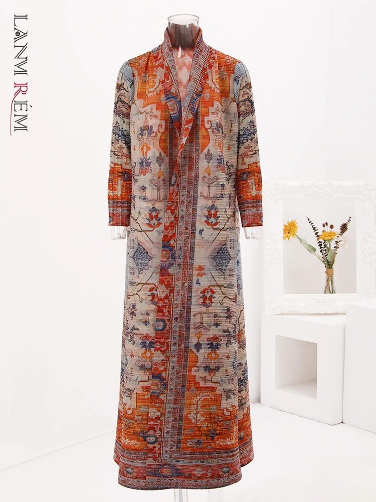 Женская плиссированная длинная ветровка с воротником-шарфом