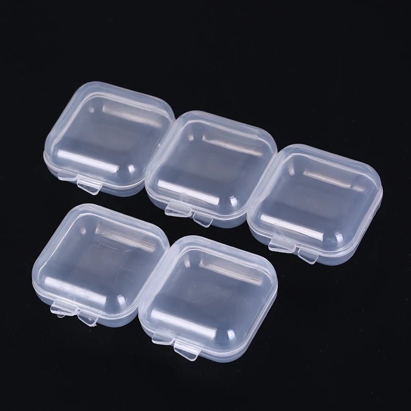 5/10PCS Empty Plastic Clear Mini Empty Square Small Boxes Jewelry Ear Plugs Container Nail Art Decor Diamond Storage Case