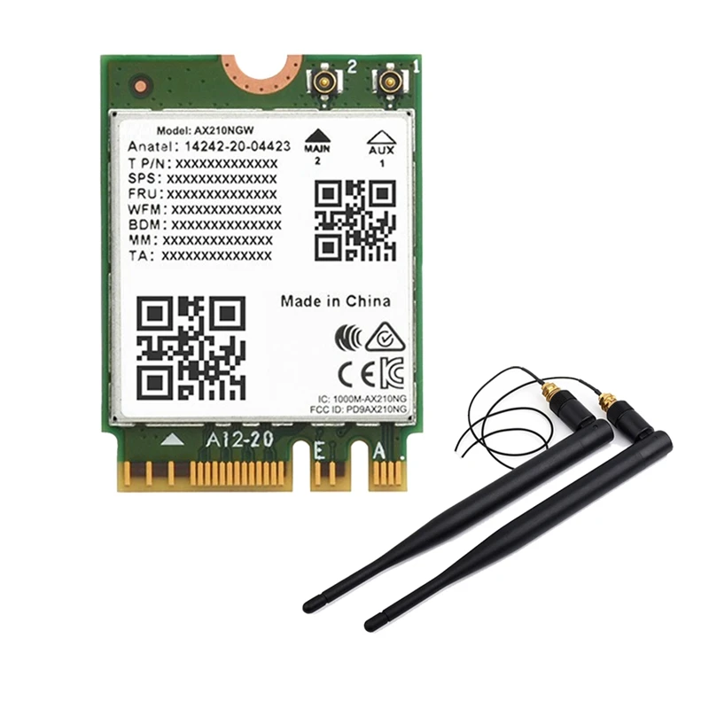 

AX210 Tri Band Wireless Network Card New Green 2.4Ghz/5Ghz/6Ghz 5374Mbps BT5.2 Wifi 6E Wireless Module 802.11AX Support MU-MIMO