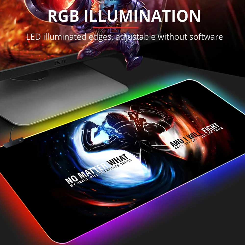 

RGB Mause Pad Sword Art Online Sao Anime Mouse Mat Complete Gaming Accessories Keyboard Desk Mats Led Backlit Mousepad Wired