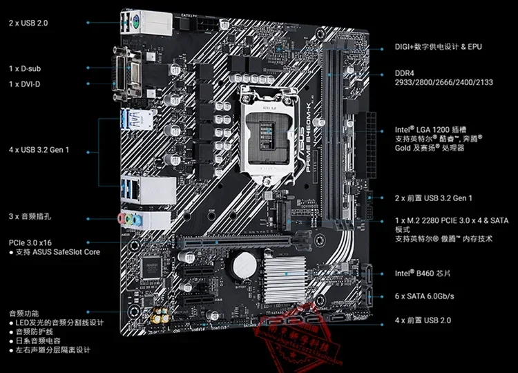 Материнская плата TUF GAMING B460M-PLUS 10-го поколения