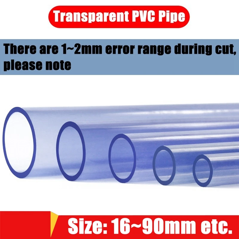 

1pc O.D 16~90mm PVC Pipe Aquarium Fish Tank Water Supply PVC Tube Garden Irrigation Watering Fittings Planting Frame 50CM Long