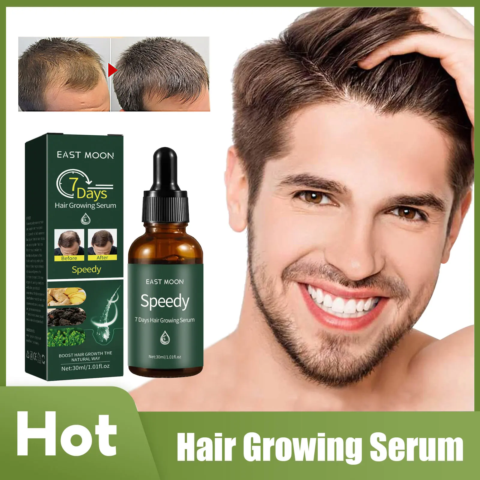 

7 Days Hair Growth Serum Repair Damaged Hair Strengthen Root Scalp Treatment Prevent Anti Hair Loss Regrowth Essential Oil 30ml