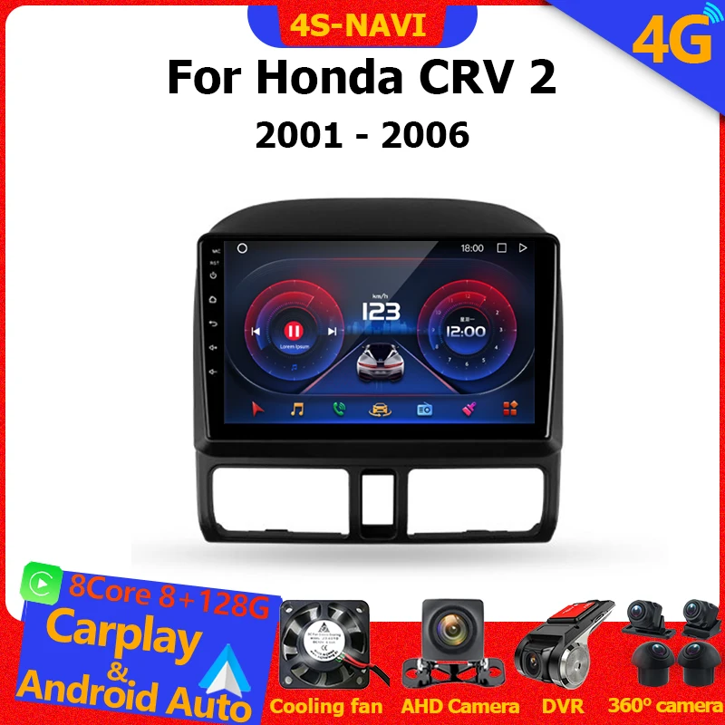 

Carplay Android автомобильное радио, мультимедийный плеер, GPS-навигация для Honda CR-V CRV 2 2001-2006, головное устройство, Авторадио монитор HU