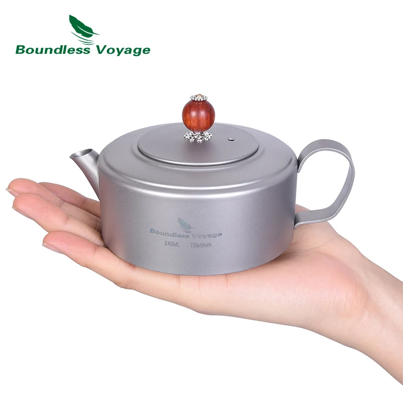 

Boundless Voyage 240ml Titanium Teapot Kettles Tea Pot Camping Travel Water Boiler Teakettle Mini Coffee Maker Cookware 0.24L