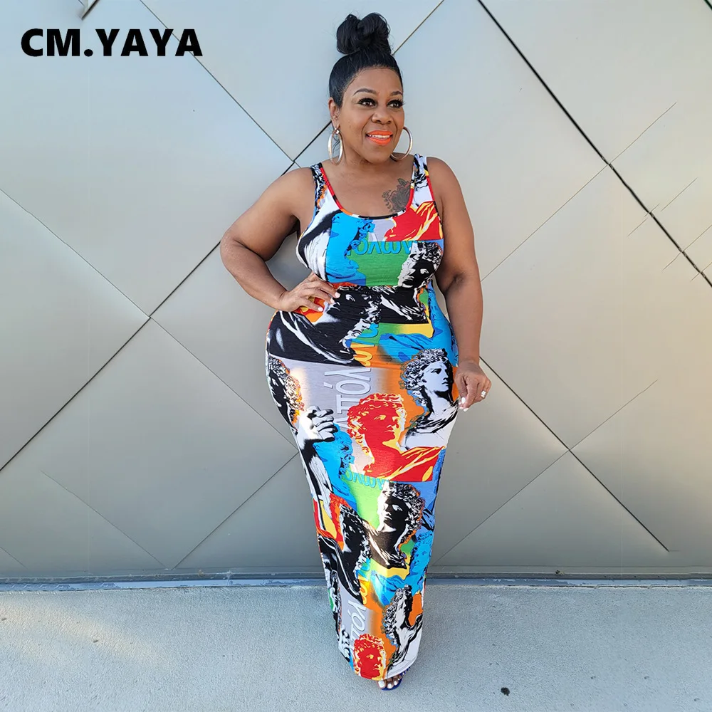 

Женское длинное платье без рукавов, с принтом