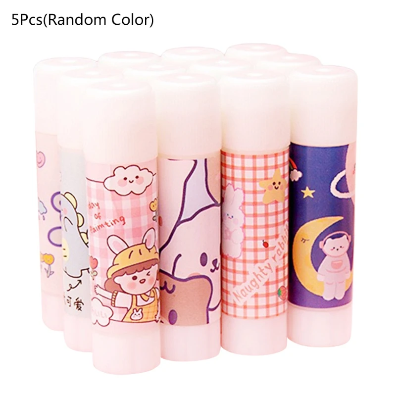 

Cute Cartoon Solid Glue Sticks Quick Drying Sticks for Journals Scrapbooks 5pcs