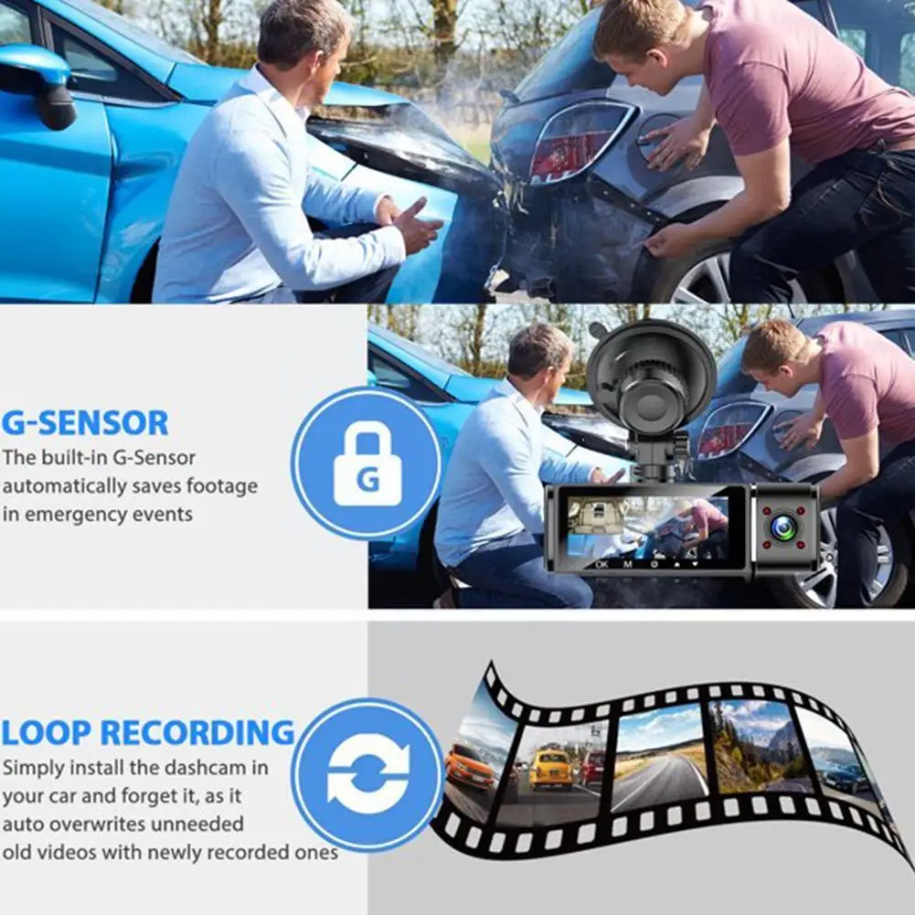 Dual Camera Car Dash Cam Dvr Registrator Full HD 1080P Video Recorder Front And Inside Cabin For Uber Taxi Drive J8A7 | Автомобили и