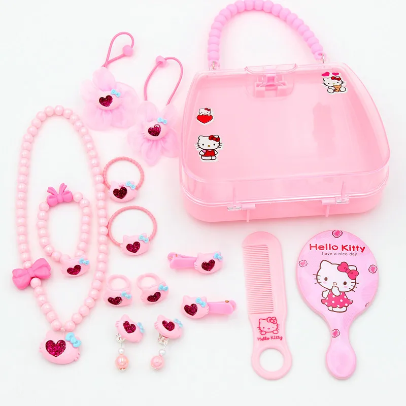 

Sanrio Hellokitty Kids Necklace Jewelry Set Cute Princess Pearl Necklace Girls Cartoon Accessories Wholesale Kawaii Girl Gifts