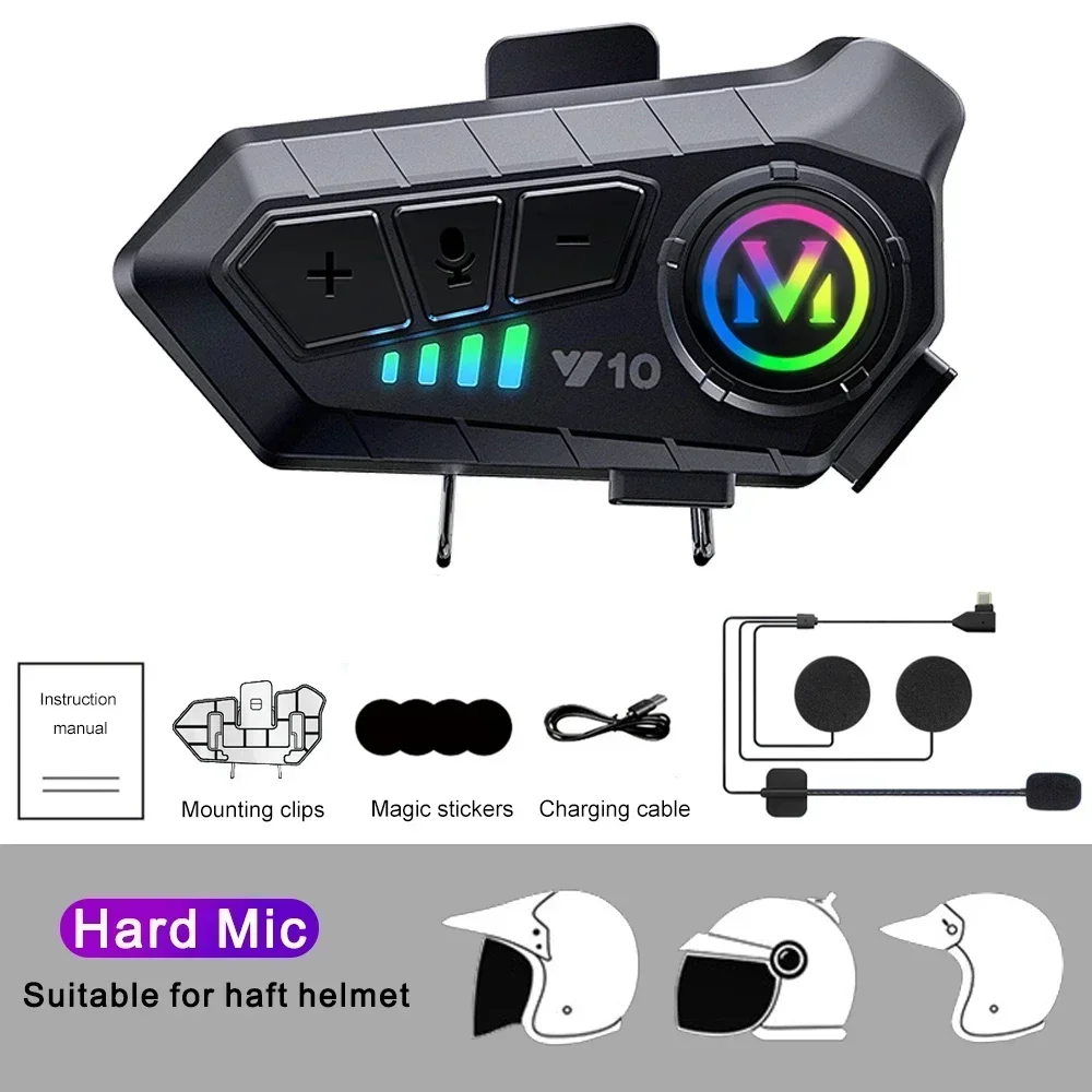 

Y10 мотоциклетный шлем Bluetooth-гарнитура 1000 мАч супер длительный режим ожидания беспроводная громкая связь водонепроницаемые мотоциклетные наушники мотоцикл