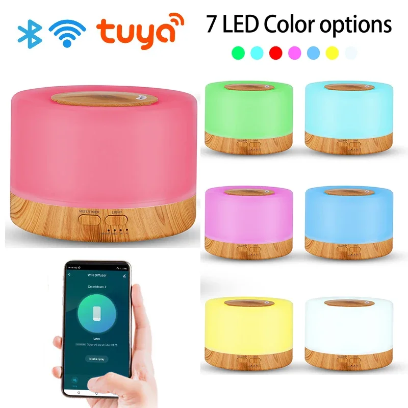 Inteligentny nawilżacz powietrza Tuya Wifi 500 мл Bezprzewodowy dyfuzor olejowy Kontrola aplikacji Mist Maker z Alexa Google Home Dyfuzor