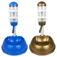 2 pcs automatic pet drinker dog bowls water bottles universal dog drinker feeder liftable dispenser bowl blue gold