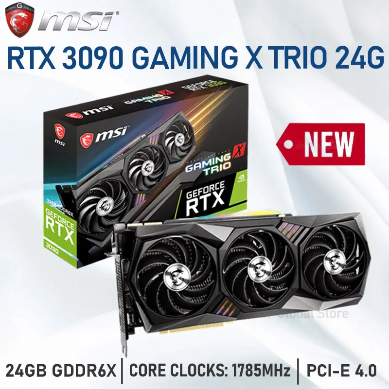 

Графика MSI GeForce RTX 3090 GAMING X TRIO 24G, 19500 МГц, GDDR6X, HDCP, RTX 3090, карточка для майнинга, GDDR6X, тройной вентилятор RTX 3090