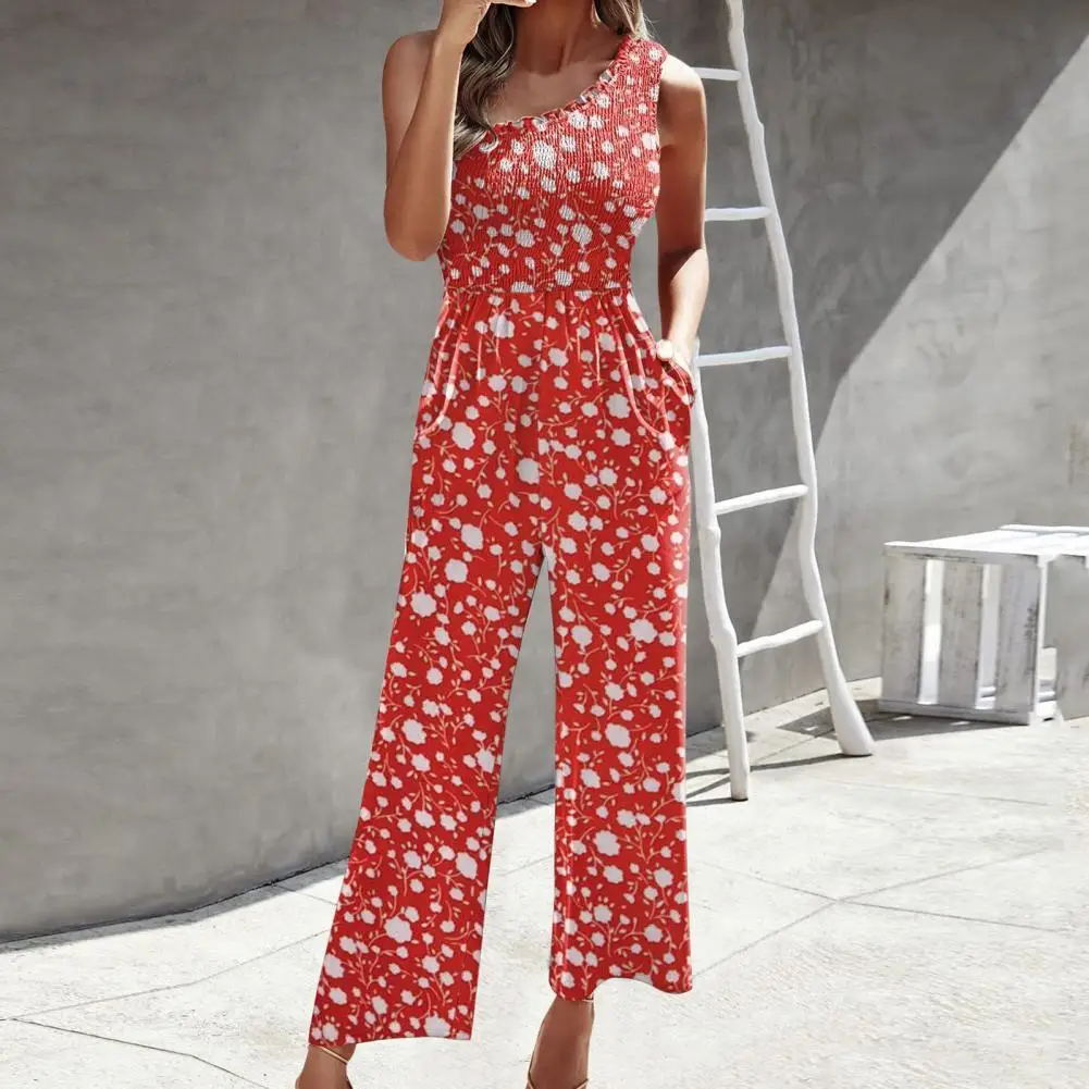 

Stylish Fashion Elastic Waist Slash Neck Female Jumpsuit Women Jumpsuit Colorful Loose-fit