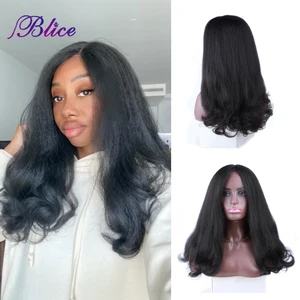 Imported Blice Synthetic Kinky Straight Wig Natural Lace-Headline Long Women Wigs Tail Curls 20 Inch Heat Res