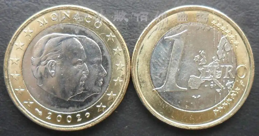 

Monaco 2002 Grand Duke Double-Headed Statue 1 Euro Two-Tone Coins in Circulation