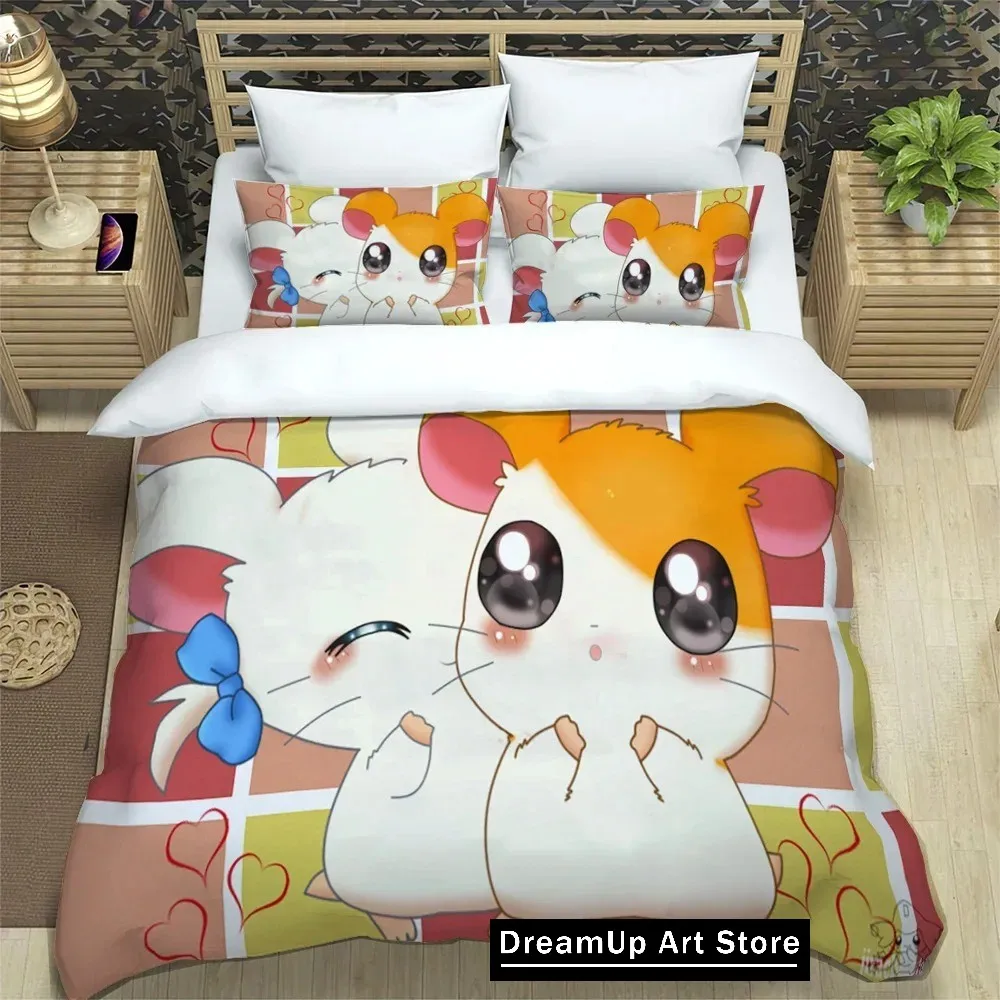 Милый комплект постельного белья Hamtaro с 3D принтом милый пододеяльник покрывало