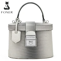 foxer high quality gift crocodile pattern tote women gradient color handbag leather ladies shoulder crossbody bag brand original