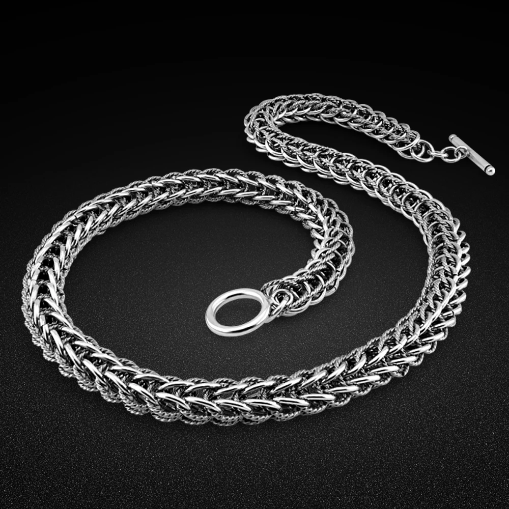 

Vintage Men's 925 Sterling Silver Necklace 10MM Keel Chain Old Silver Necklace 56-61-66CM Personality Style Silver Jewelry
