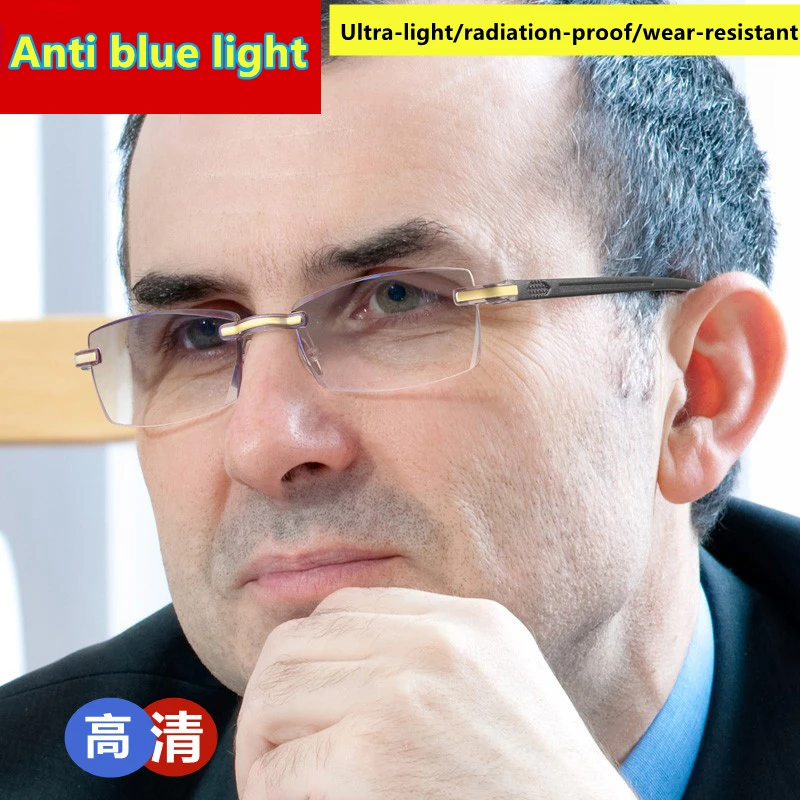 Reading Glasses Men Anti Blue Rays Presbyopia Goggles Women Vintage Rimless Eyewear Diopter +1.0 1.5 2.0 2.5 3.0 3.5 4.0 |