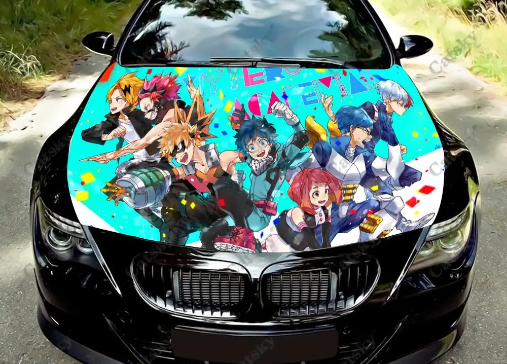 

My Hero Academia Car Hood Vinyl Stickers Wrap Vinyl Film Engine Cover Decals Sticker Universal Car Hood Cover Film