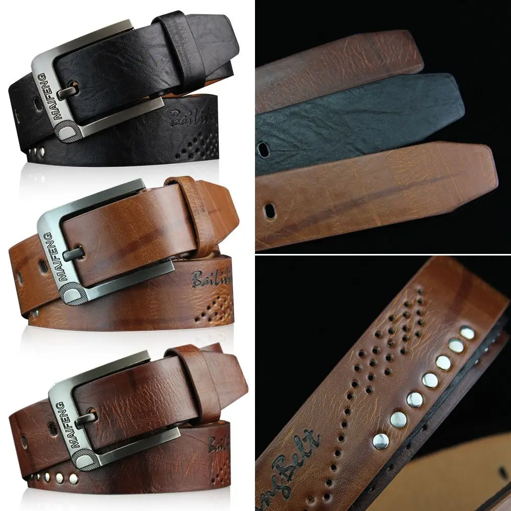 

Fashion All-match Wild Skirt Vintage Pin Buckle Waistband Genuine Leather Belt Pants Bands Men Belts