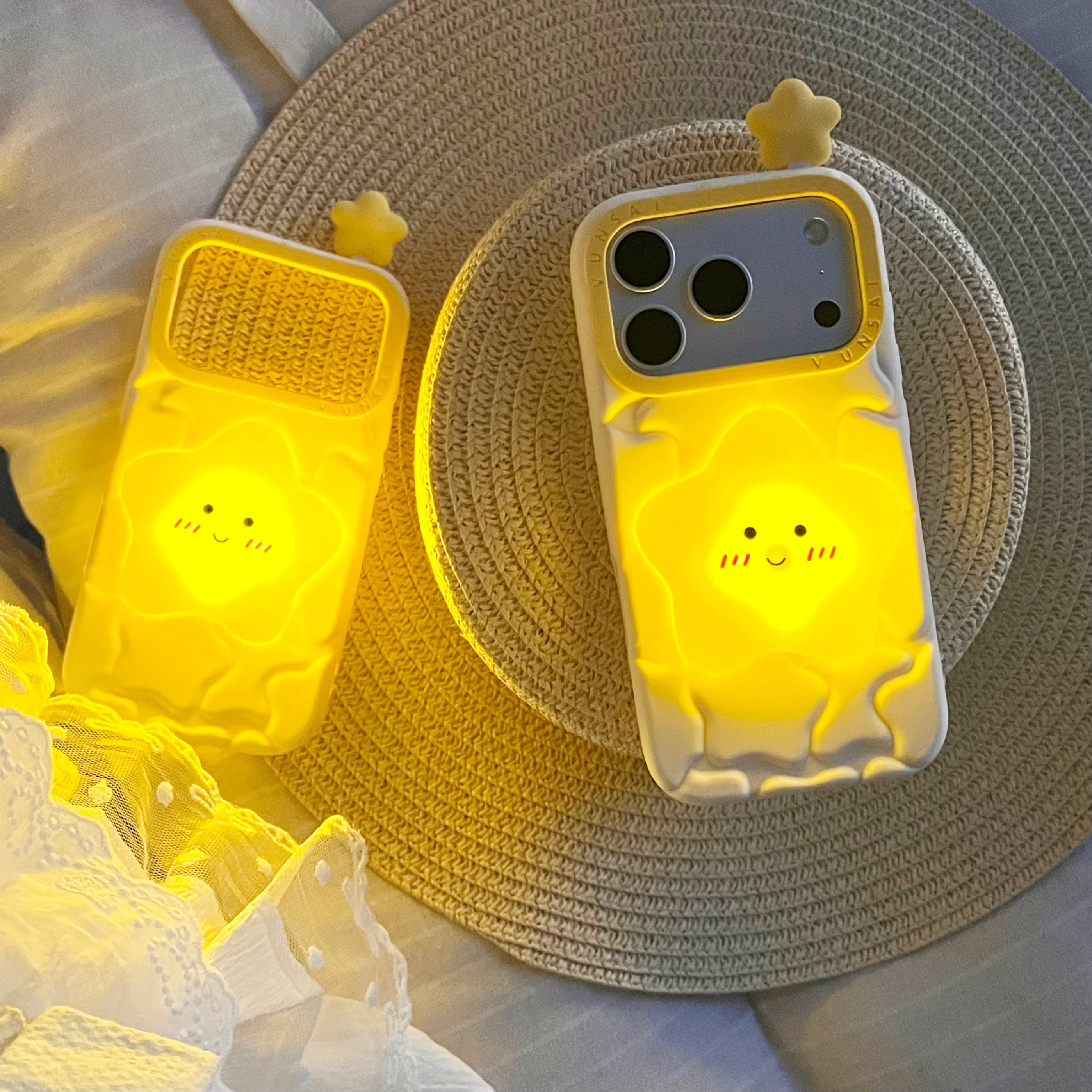 Фото Мягкий силиконовый чехол Kawaii 3D с мультяшными звездами для iPhone 17 16 15 14 13 12 Pro Max, милый противоударный чехол для телефона №1