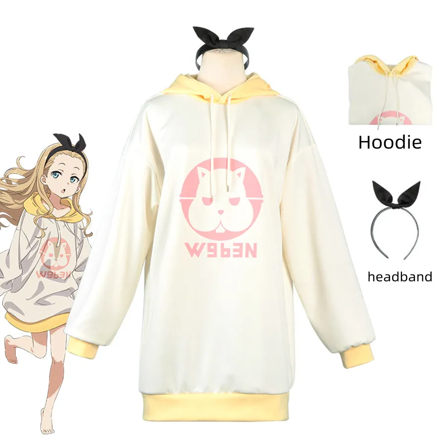 

Anime Lycoris Recoil Kurumi Walnut Cosplay Costume Beige Hooded Printing Sweater Aldult Woman Kawaii Sexy Christmas Party Suit