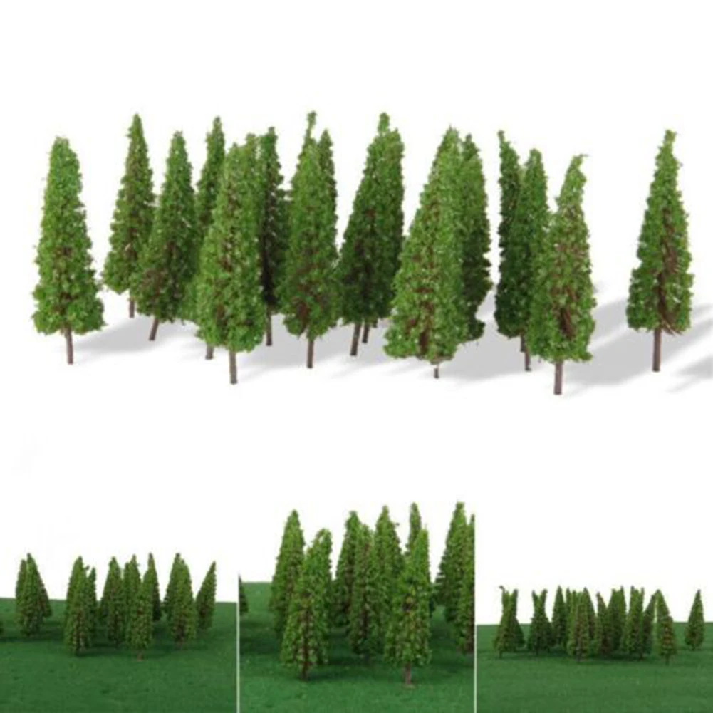 

50Pcs 65mm Trees Model Medium Green Plants DIY Tower Pine Shrubs For HO OO Scale Train Railroad Diorama Scenery Landscape