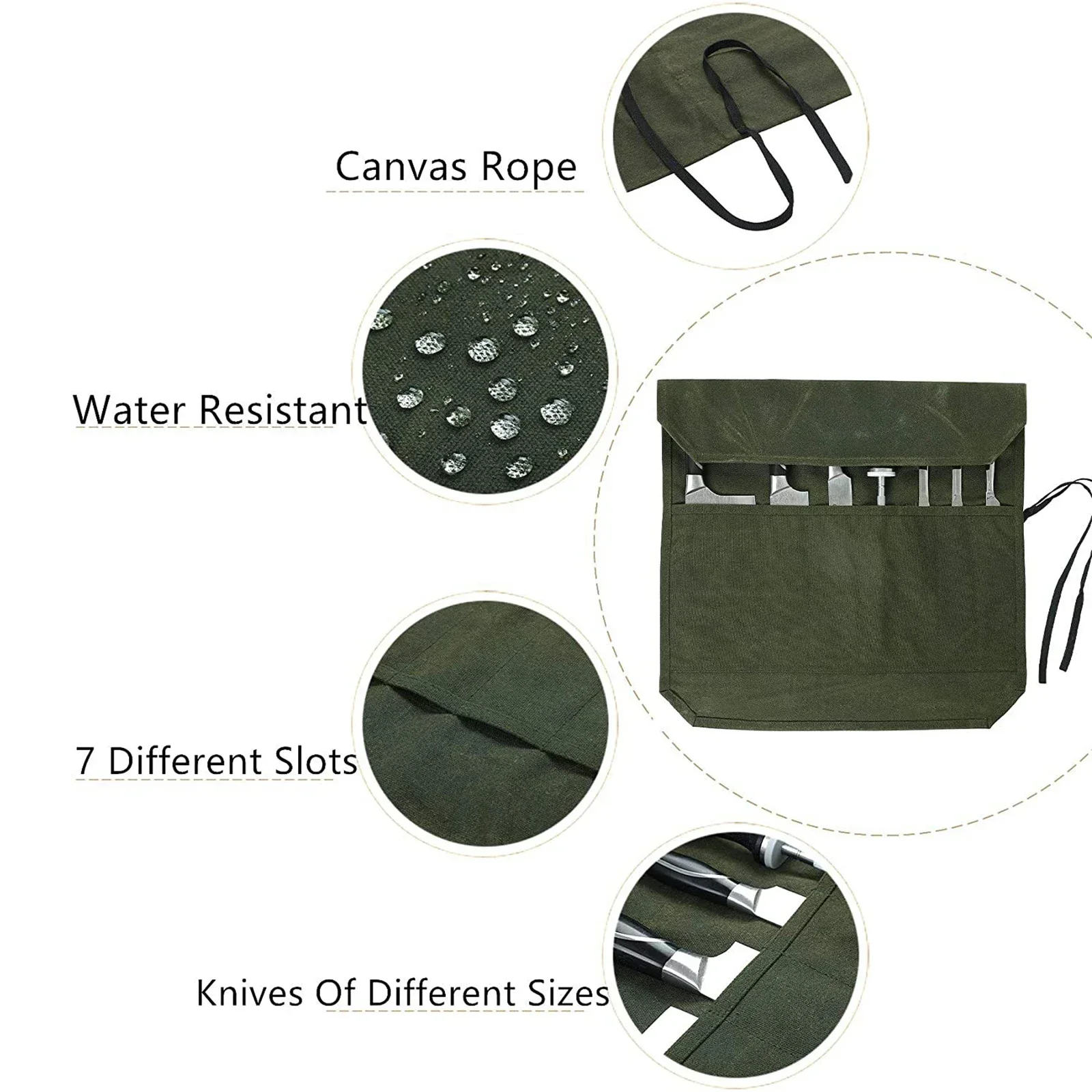 Рулонная сумка для ножей шеф-повара с водонепроницаемой и складной конструкцией