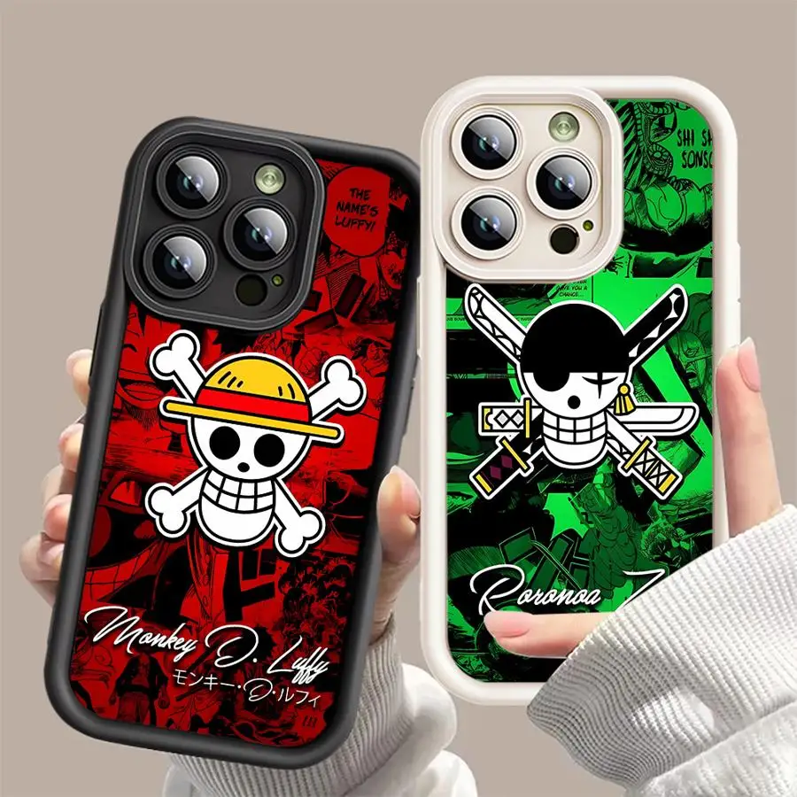 Чехол для телефона iPhone 16 15 Pro Max 13 12 11 14ProMax 16Plus 12Pro Противоударный чехол Funda Capa Anime Lufys