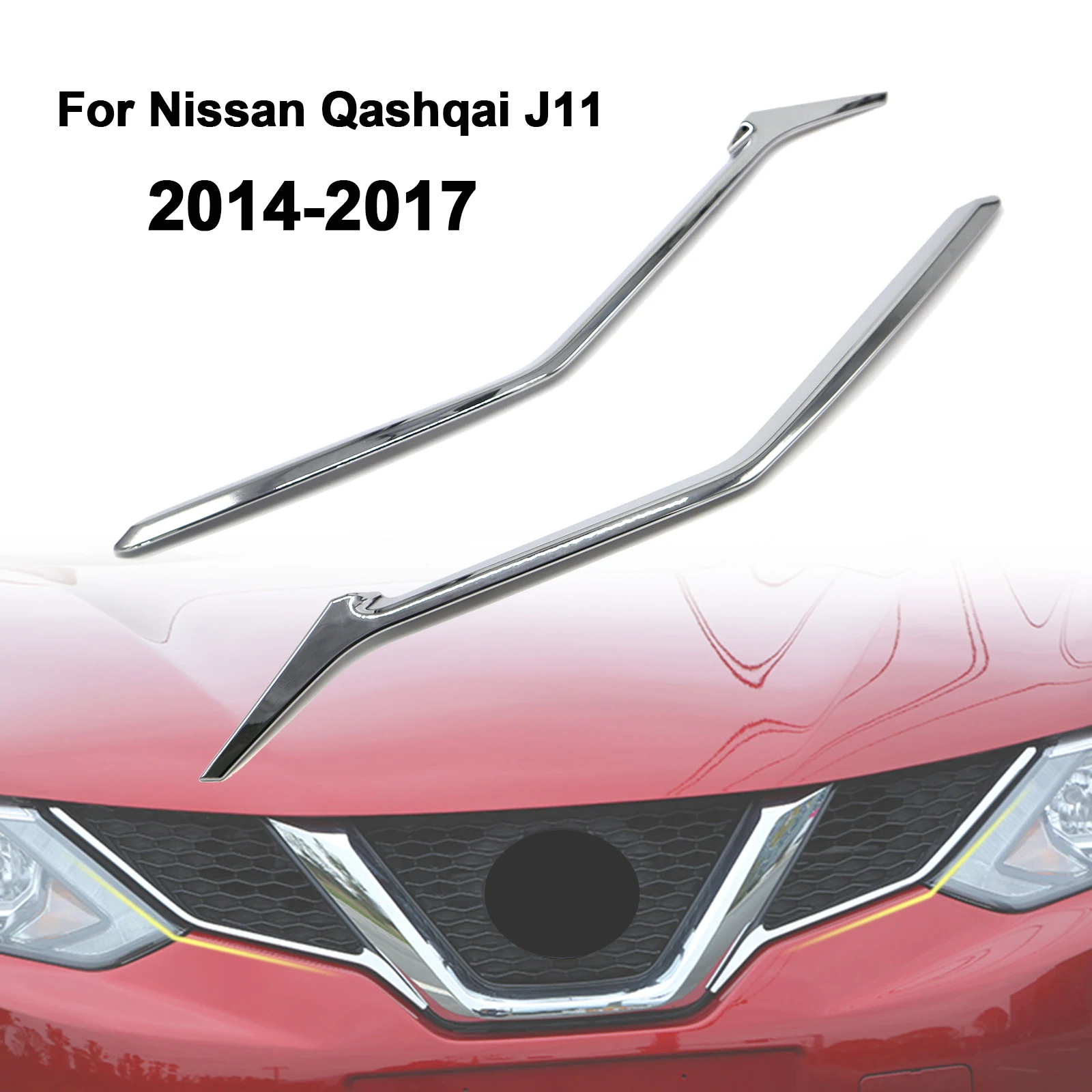 

Подходит для Nissan Qashqai 2014 2015 2016 2017 Хромированная передняя сетка решетка гриль светильник фара крышка отделка вставка Стайлинг молдинг украшение