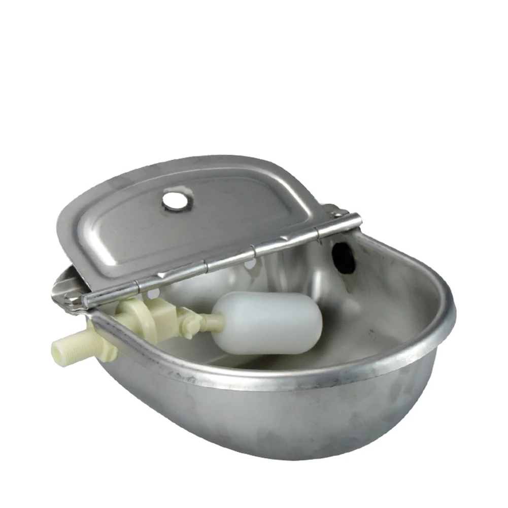 

With Drain Hole Cow Water Bowl Cattle Pet Horse Drink Stainless Steel Dog Supplies Automatic Float Goat Trough Farming Sheep