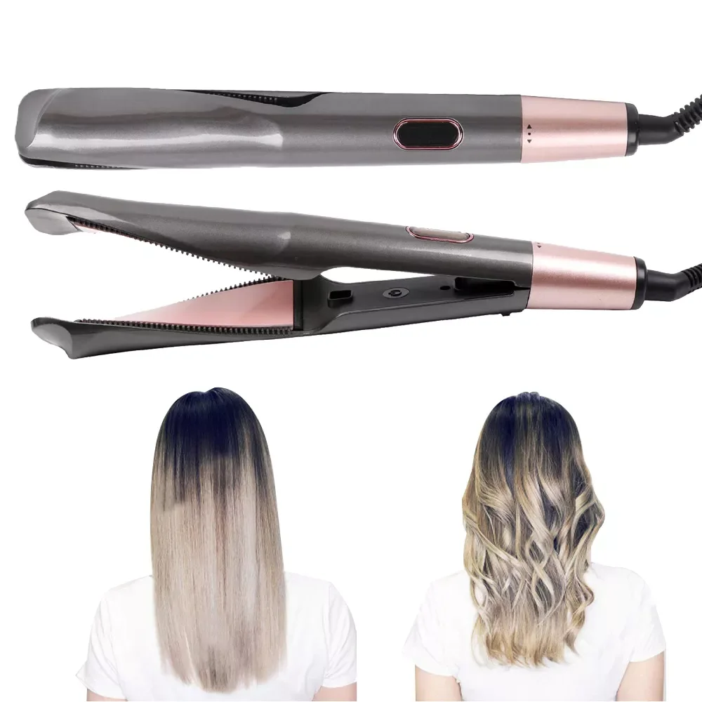 

NEW2023 Professional Hair Straightener 2-In-1 Straight & Curler Tourmaline Ceramic Heating Plate Curling Twisted Flat Iron H