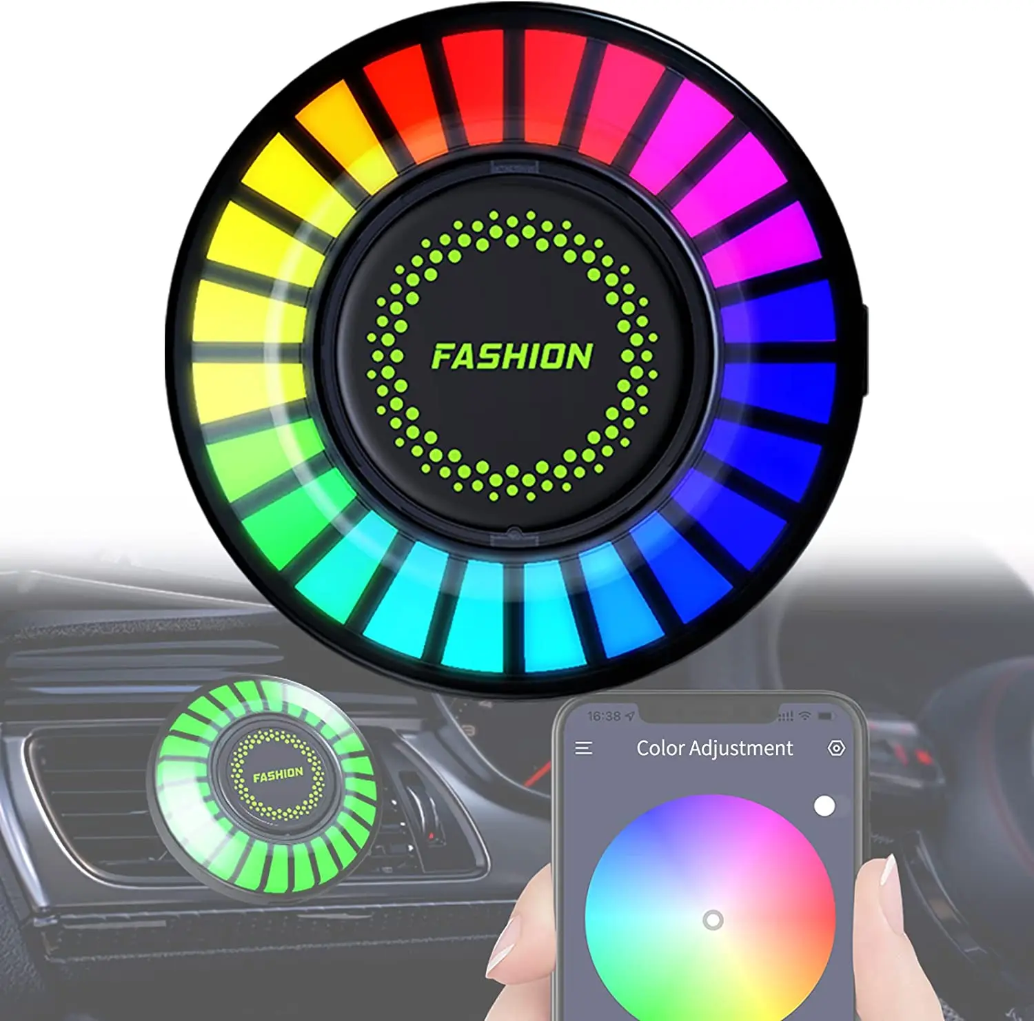 

Guadsun Car Music Rhythm Lamp 1Set RGB Sound Remote Control Car Air Freshener Aromatherapy With Wireless App Atmosphere Light