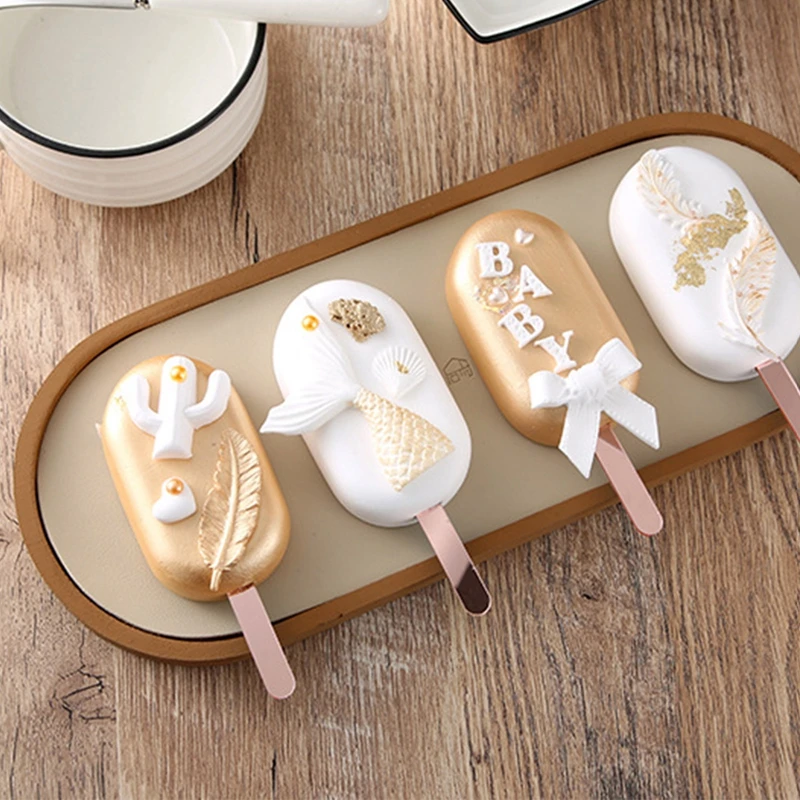 

10PCS Gold Acrylic Ice Cream Sticks Popsicle Stick Kids Summer Funny DIY Ice Cream Sticks Crafts Popsicle Stick Mould Tool