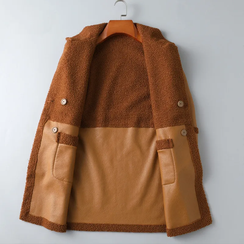 XL-6XL Plus Size Women Reversible Sheepskin Coat 2022 Winter Turn-down Collar Lambskin Leather Jacket Female Long Wool Fur Coat