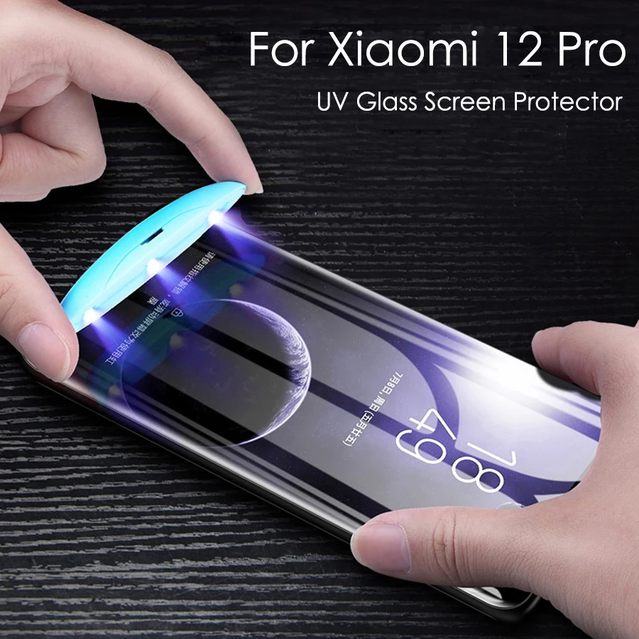 

UV Screen Protector For Xiaomi 12 Pro Tempered Glass Film Full Screen Glue For Xiaomi 12X 12S Pro 12S Ultra Full Cover UV Glass