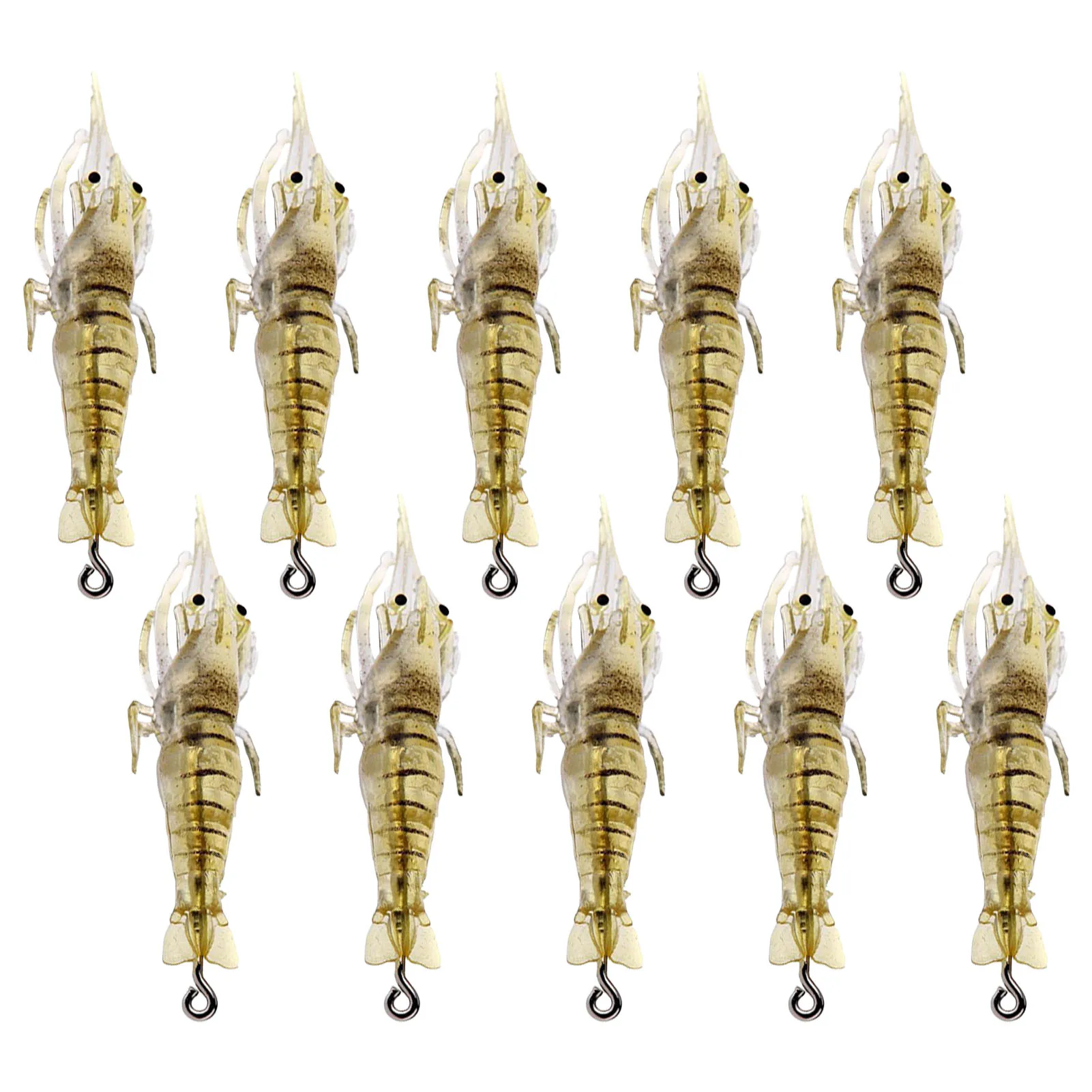

10pcs Freshwater Fishing Lures Kit Fishing Kit Soft Bionic Shrimp Lure Hook Soft Swimbaits For Bass Fishing For Freshwater Saltw