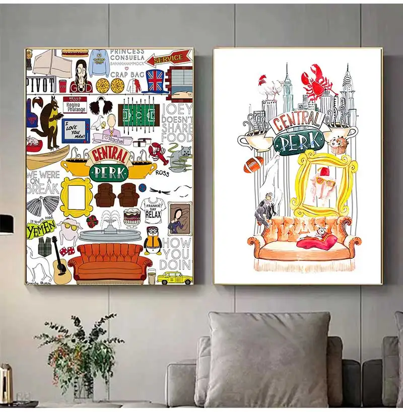 Central Perk акварельная живопись на холсте друг сублимационные дизайны картина