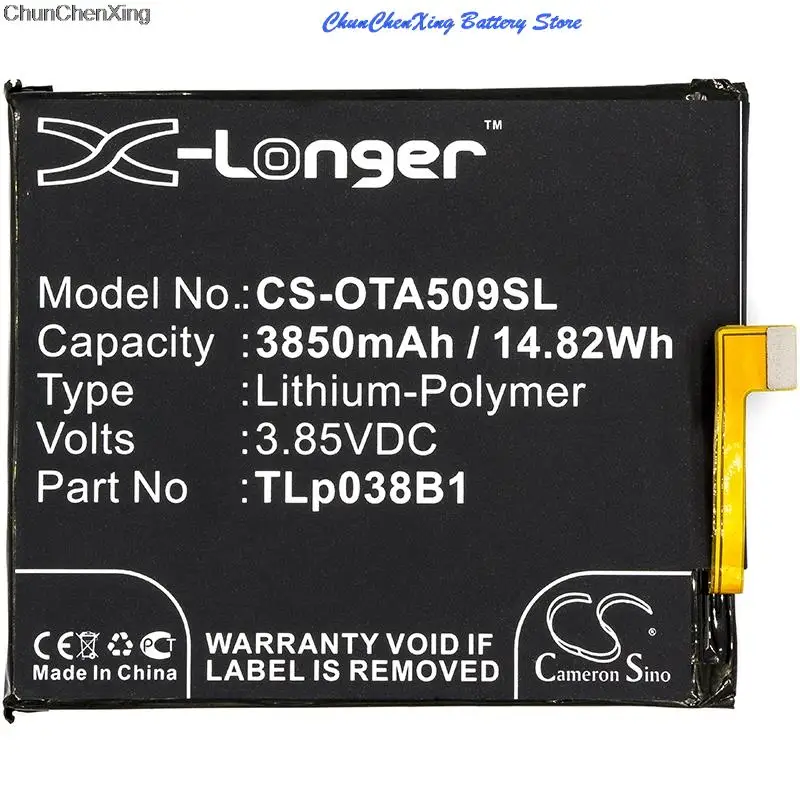 

Cameron Sino 3850mAh Battery CAC3860004C1,TLp038B1 for Alcatel 5090Y, 7071D, 7071DX, A7, A7 XL, A7 LTE A7 LTE Dual SIM TD-LTE