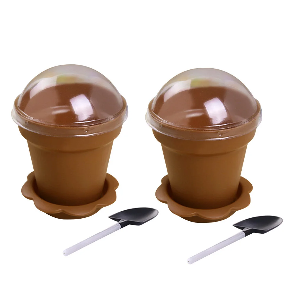 

Cups Dessert Cup Flower Pot Ice Lids Cream Cupcake Mini Yogurt Spoons Cake Bowls Pots Flowerpot Appetizer Parfait Spoon Dome