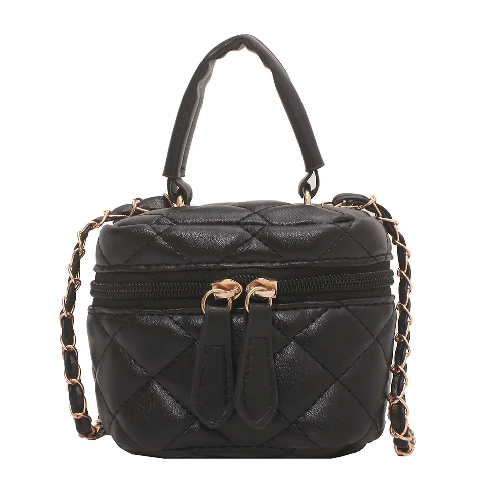 

Women PU Leather Zipper Bucket Shoulder Bag Lady Luxury Mini All-match Messenger Bag