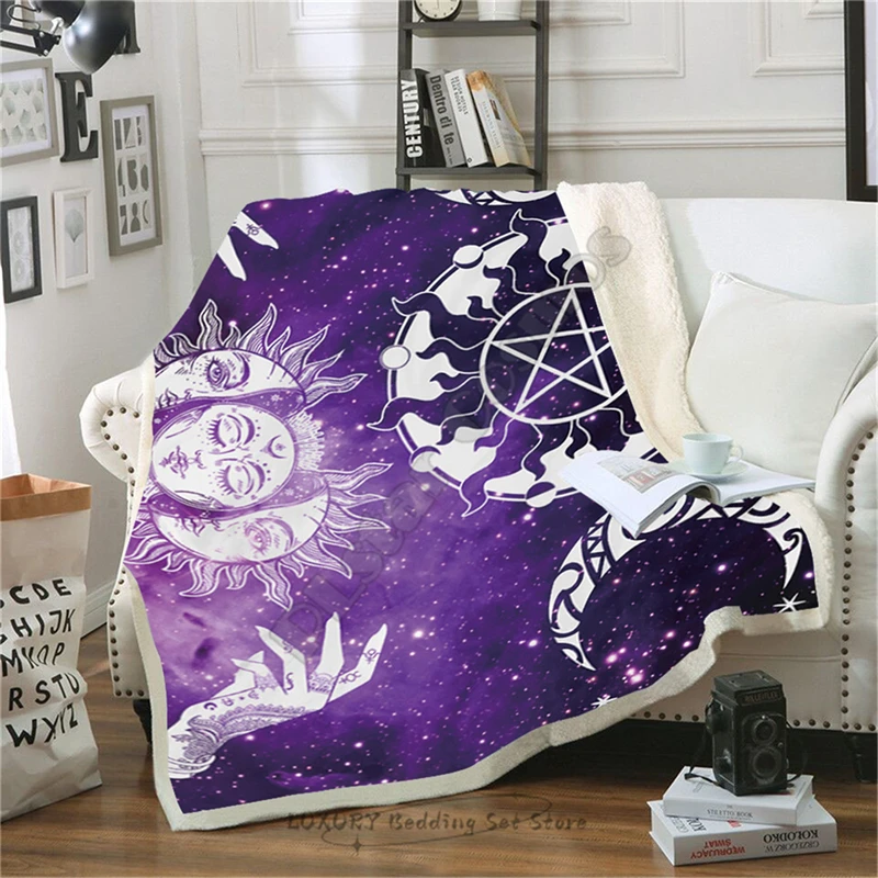 

Blanket Psychedelic Moon Mandala Sherpa Wool Blanket Air Conditioning Blanket Sofa Blanket Bed Cover Home Decor Customization