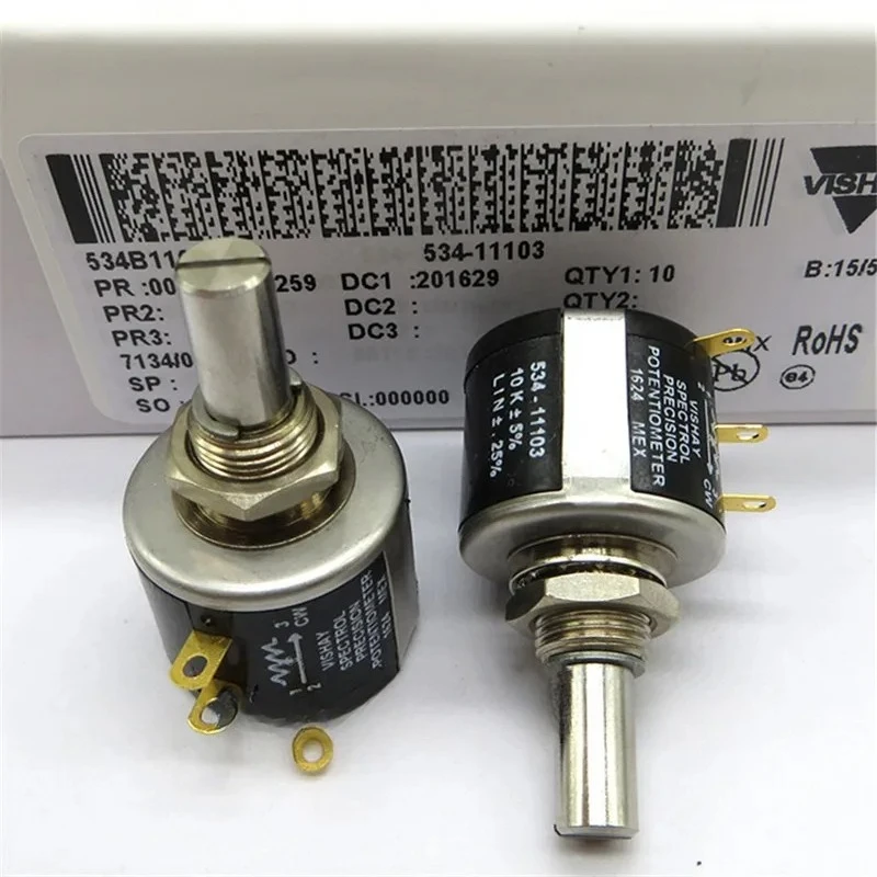 Фото Инструменты, 2 шт. прецизионных многооборотных потенциометров Vishay Spectrol 534-11, 500 Ом, 1 кОм, 2 кОм, 5 кОм, 10 кОм, 20 кОм, 50 кОм, 100 кОм №3